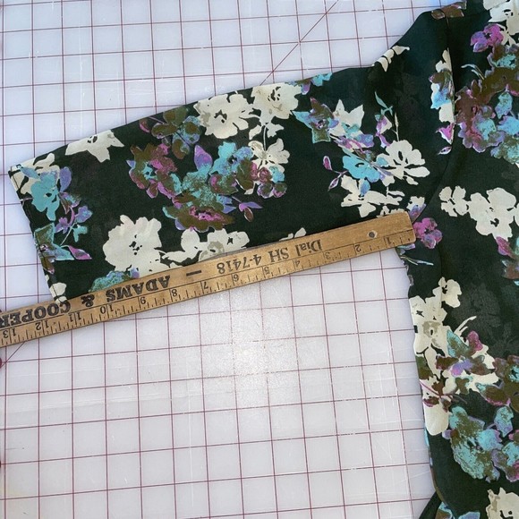 Everly Womens Small Floral Top Blouse 3/4 Sleeve Sheer Hi Lo Hem‎ Tiered … - Picture 12 of 14